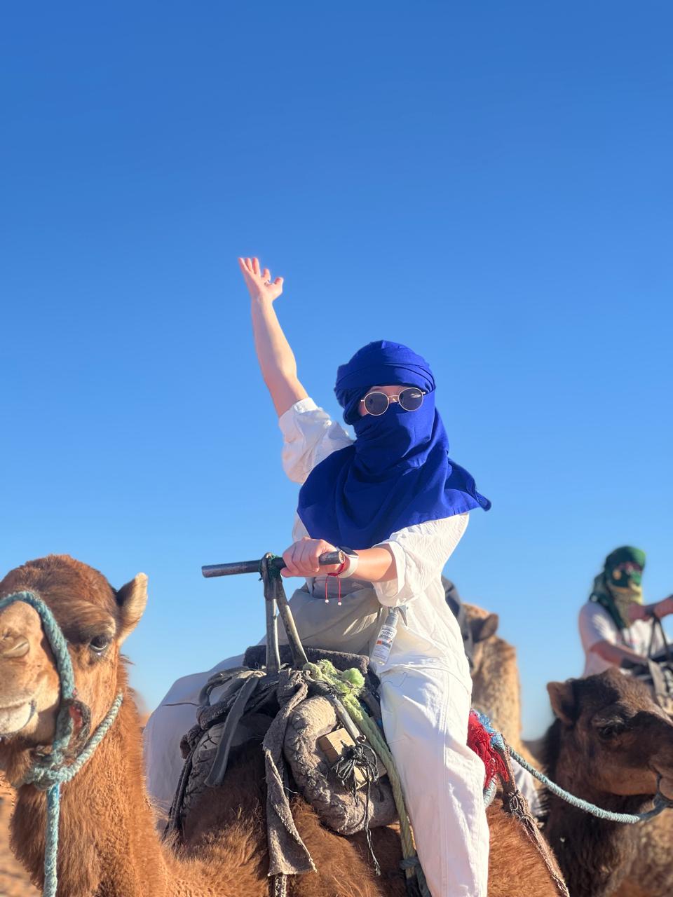 Riding beneath the blue sky